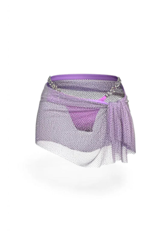 Lavender Crystal Clasp Mesh Skirt