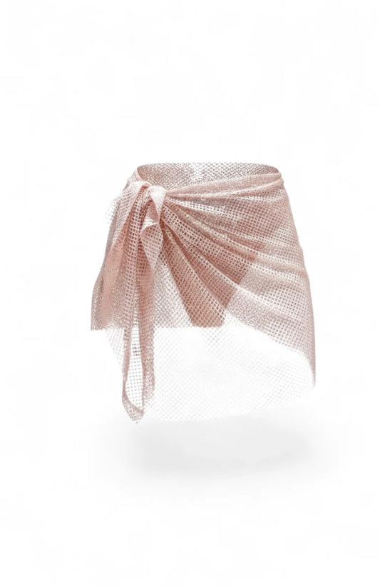 Pink Crystal Clasp Mesh Skirt