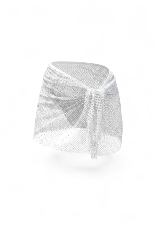 White Crystal Clasp Mesh Skirt