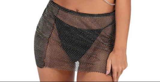 WESTERN FASHION Rhinestone Mesh Skirt
