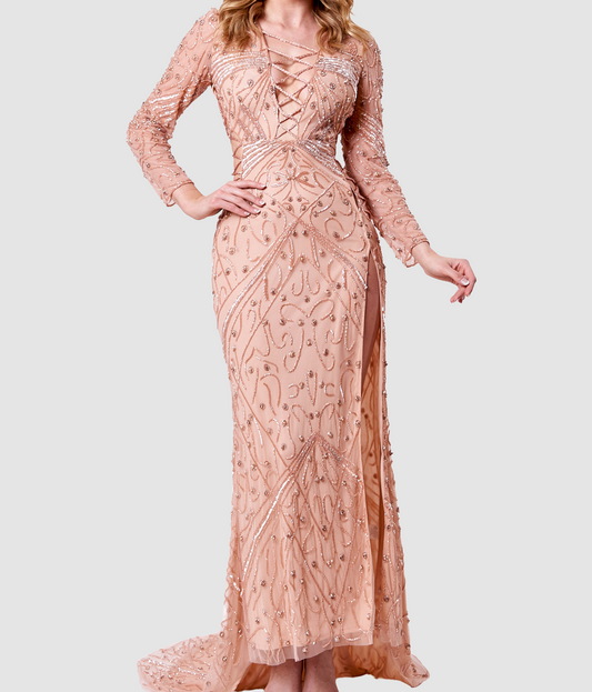 DIAMOND FOR EDEN Peach Long Dress