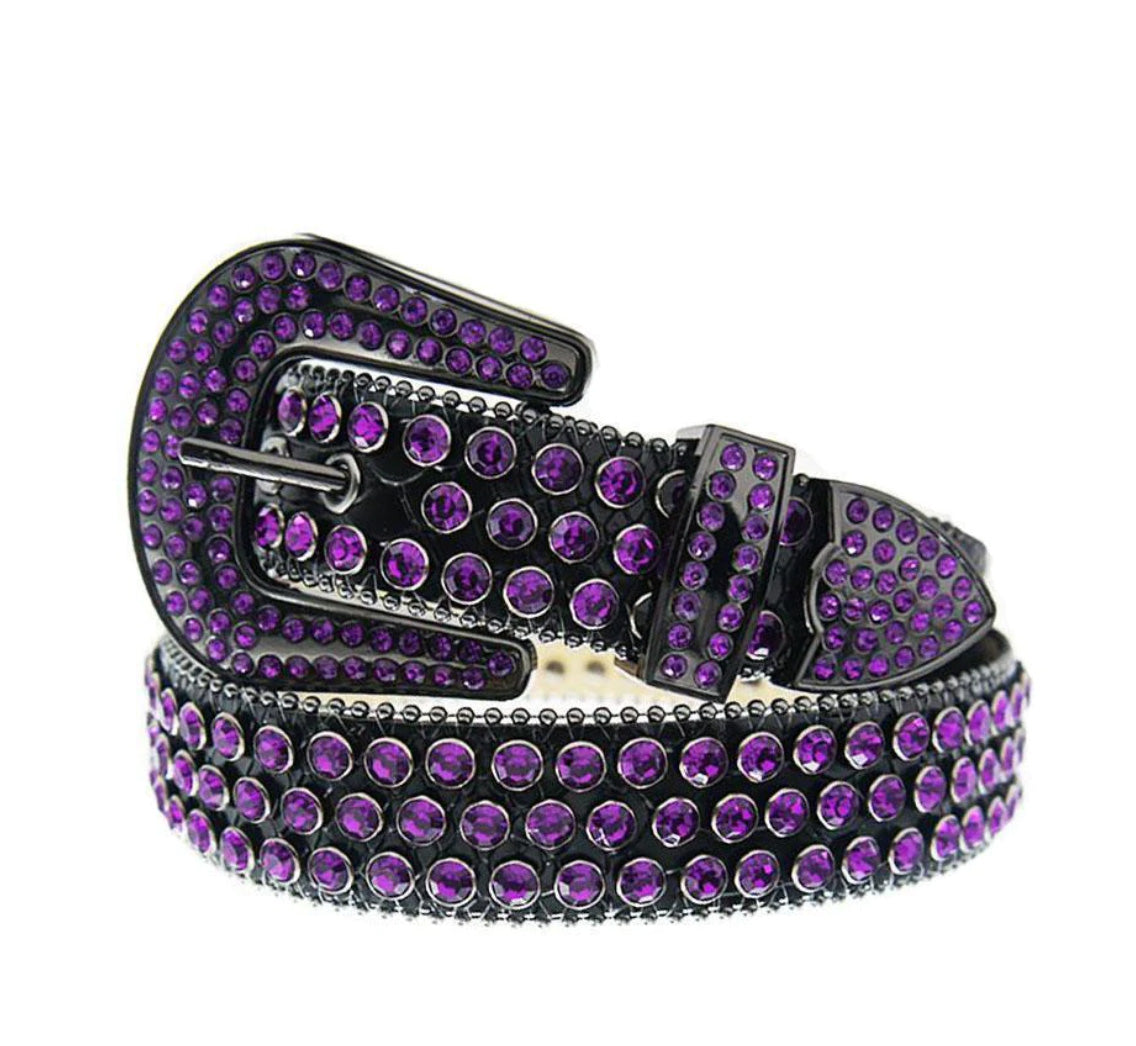 Black-/Purple Crystal Belt