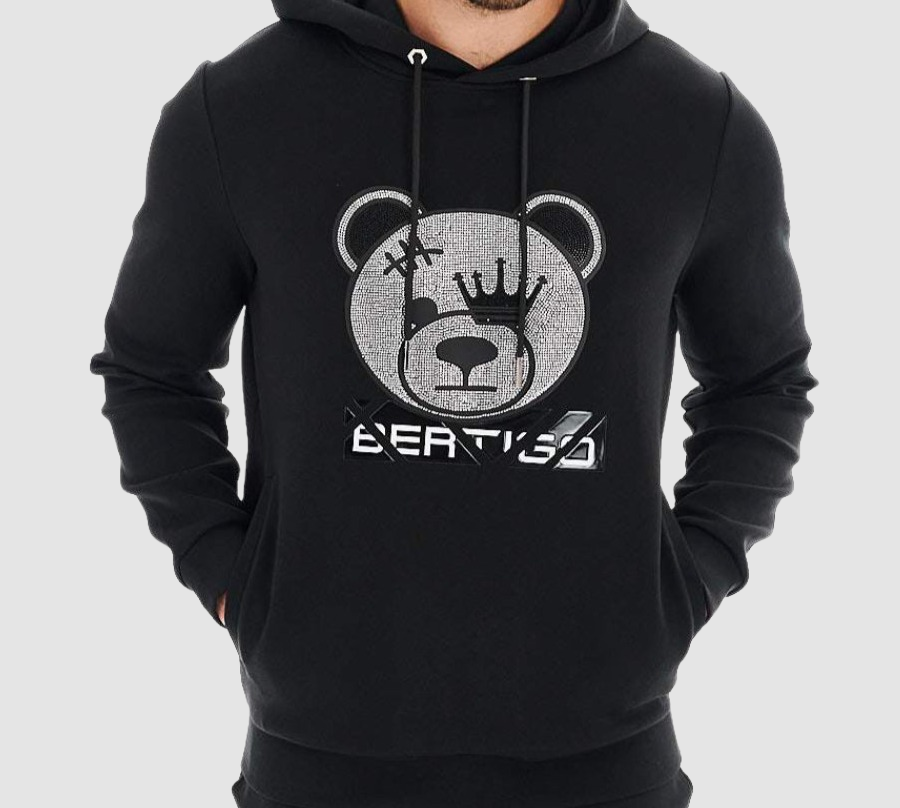 BERTIGO Black Teddy Bear Hoodie