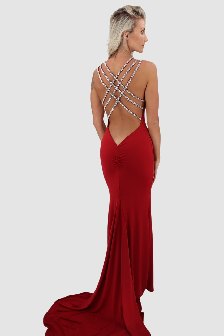 Meave Red/Silver Long Dress S Meave Red/Silver Long Dress S