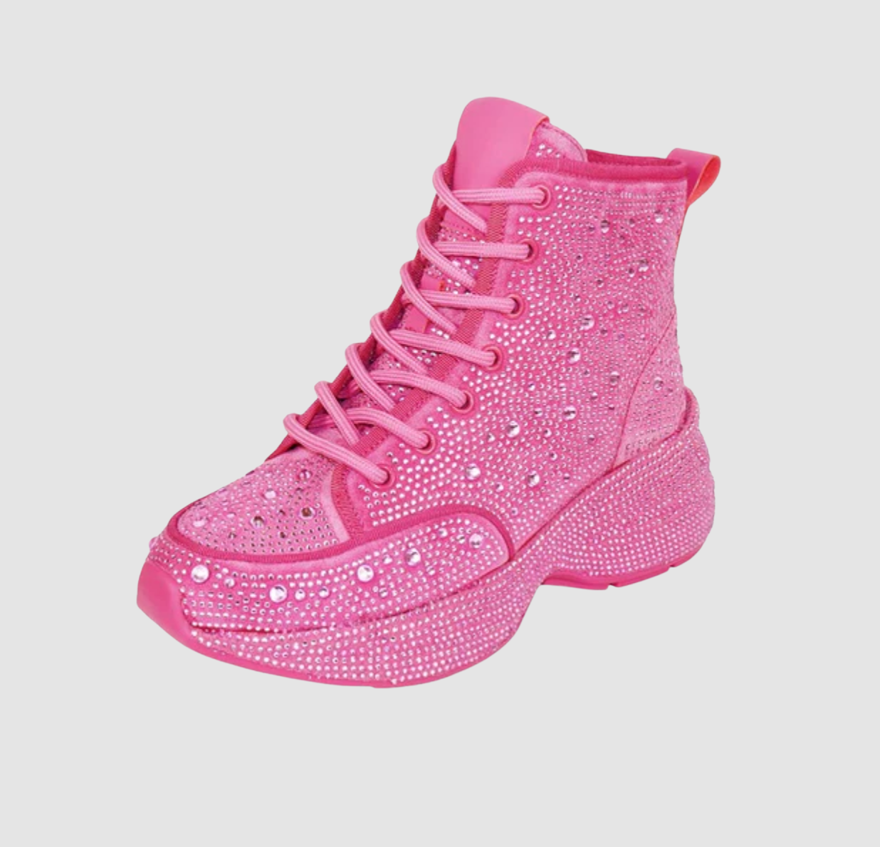 Hot Pink High Top Crystals Shoes 7