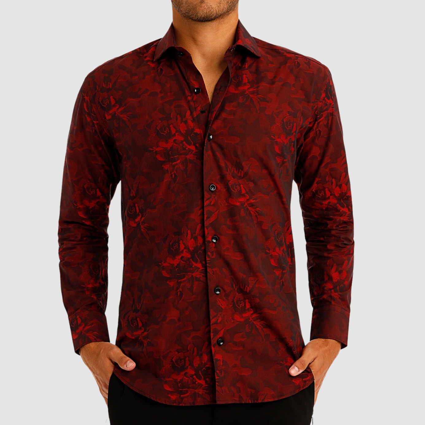 Burgundy/Red Flower Shirt 2XL