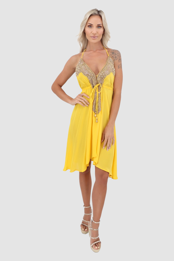 JSQUAD Yellow Short Dress