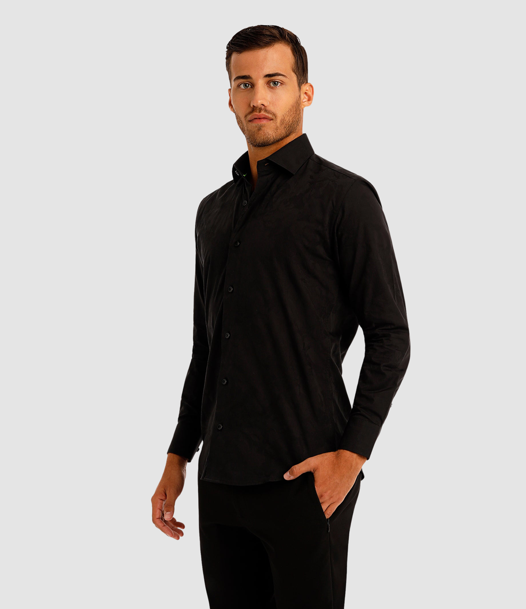 BERTIGO Black Jacquard Shirt