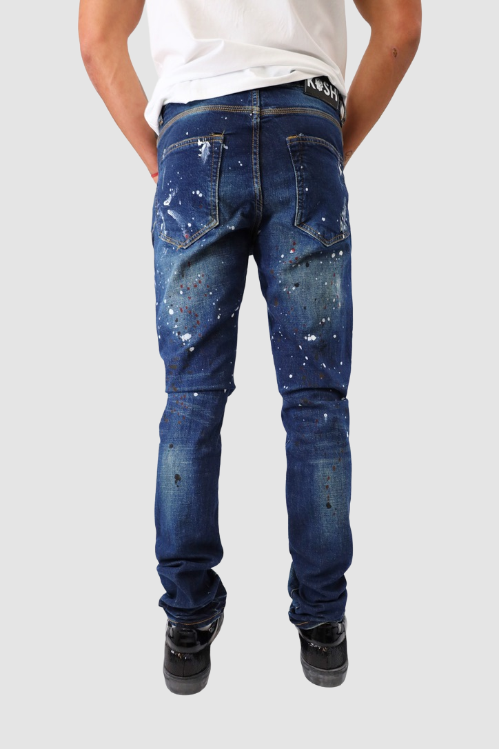 Kash Blue Paint Men Jeans