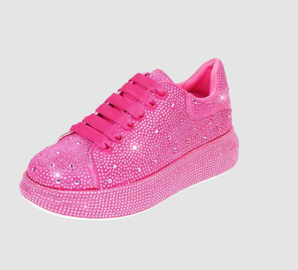 adidas gazelle silver green womens Hot Pink Crystals Shoes – URock Couture