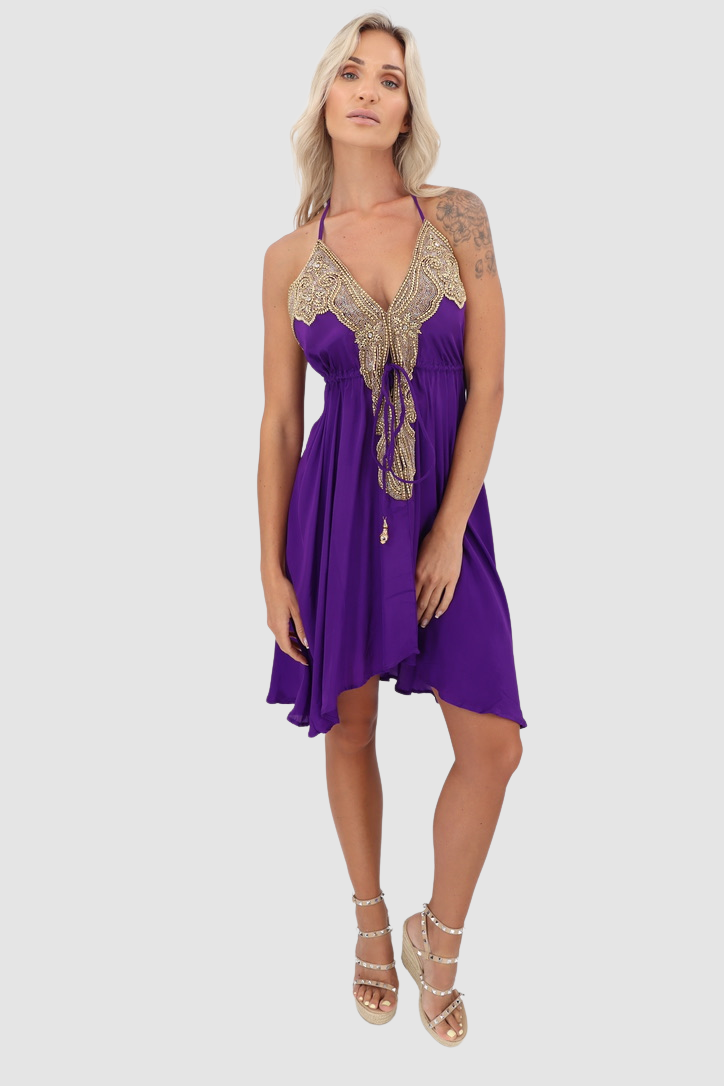 JSQUAD Purple Short Dress