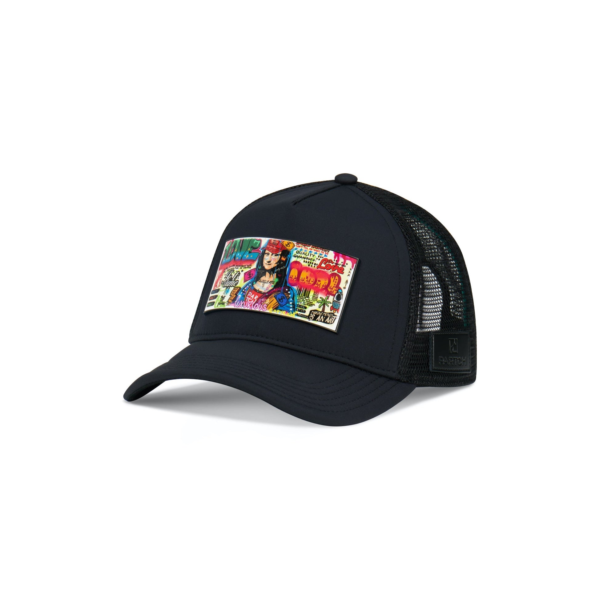 Partch Trucker Hat Black with PARTCH-Clip Mona Front View