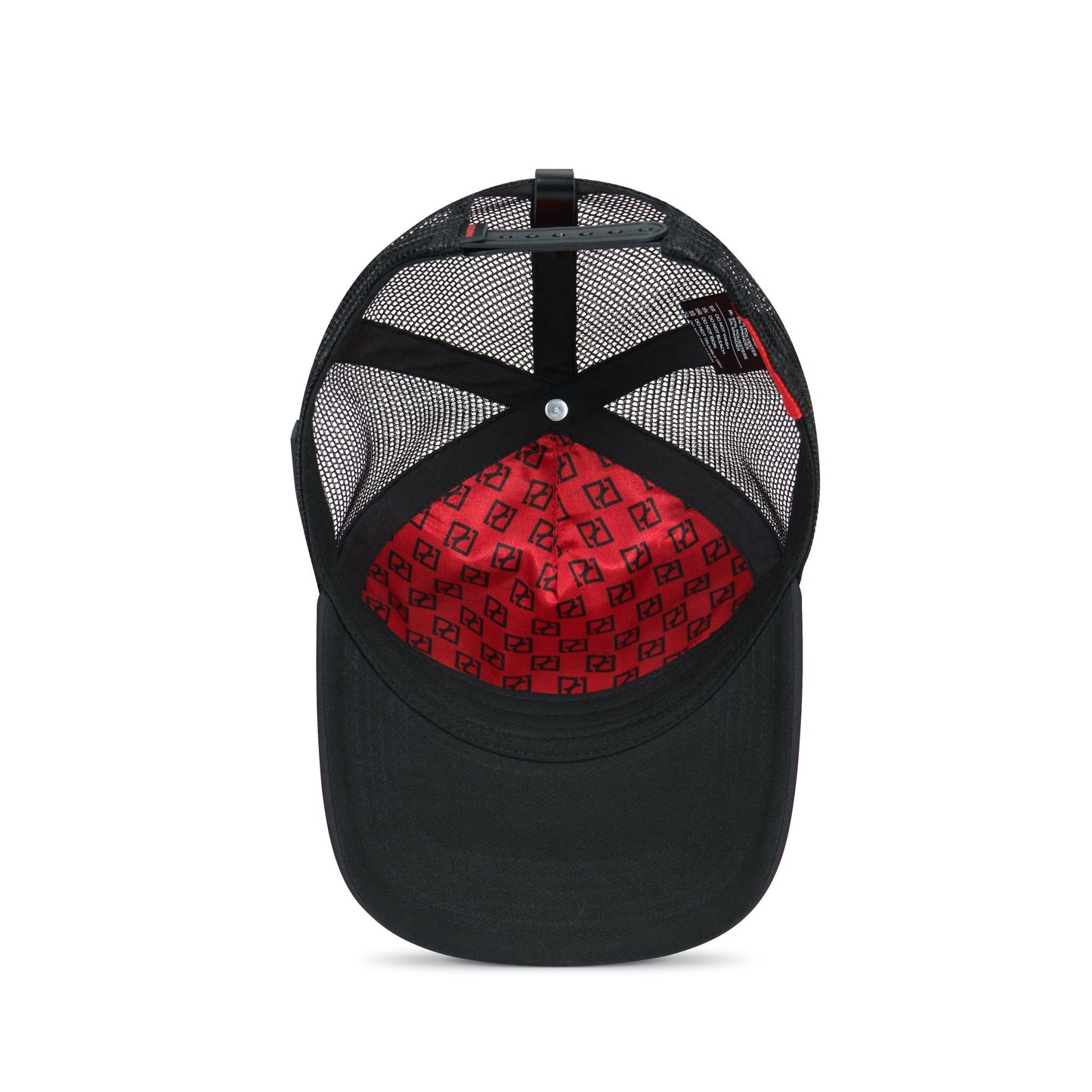 PARTCH Black hat with red satin fabric branded Inside View