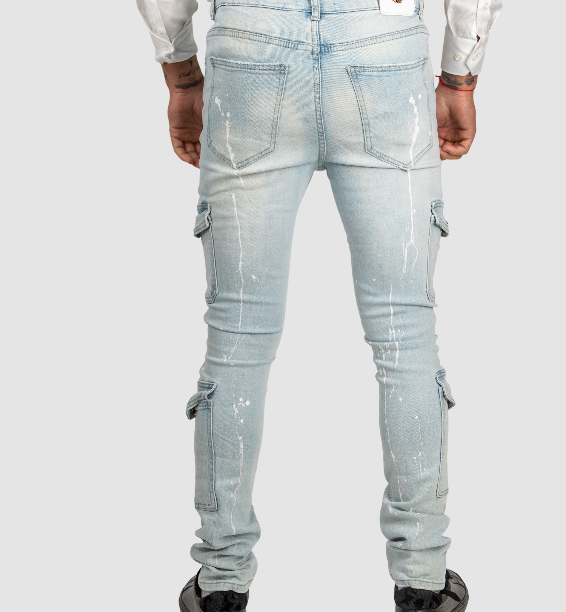 Light Wash Jeans W Leather – URock Couture