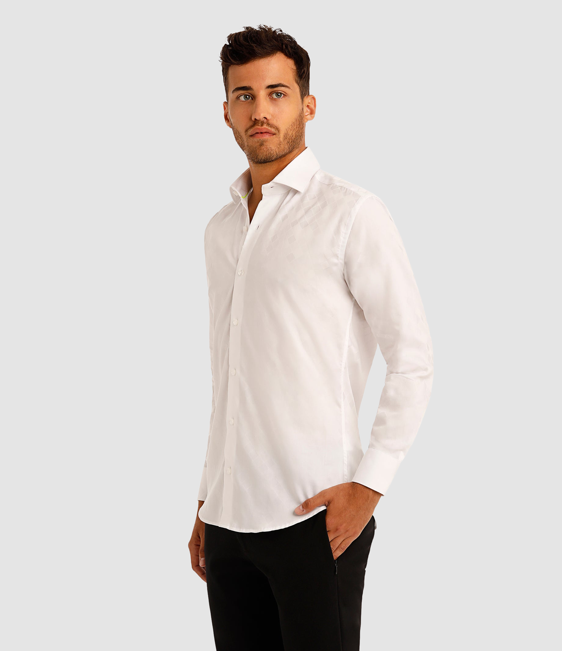 diamond white dress shirt Stretch Diamond White Laydown Formal Shirt