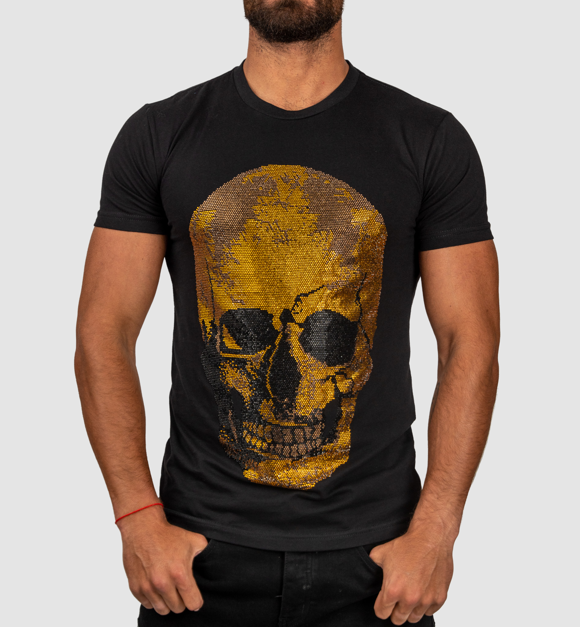 ADDICTED Black W Gold Skull Man