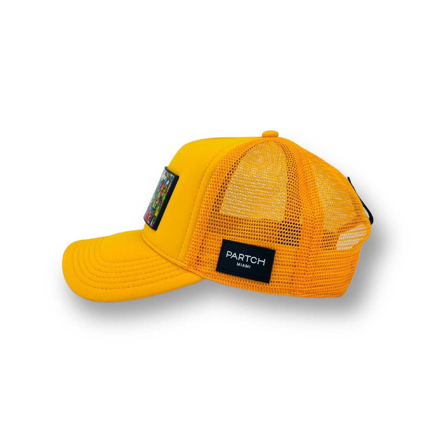 Yellow trucker hat do what you love art interchangeable patch