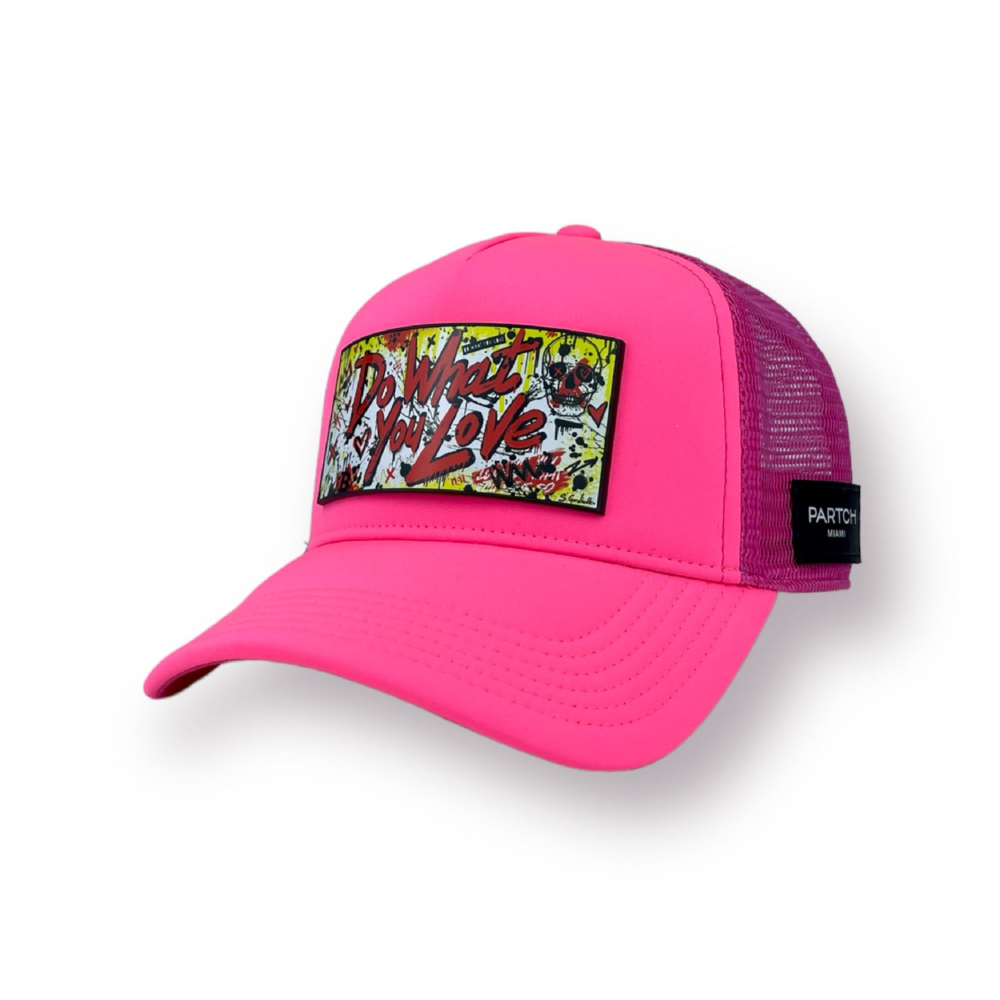 PARTCH trucker hat pink do what you love art Partch-clip removable