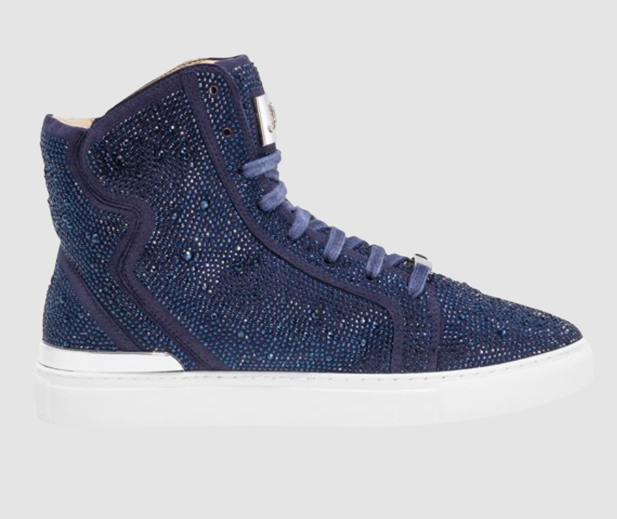 J75 Navy Sneakers with Crystals