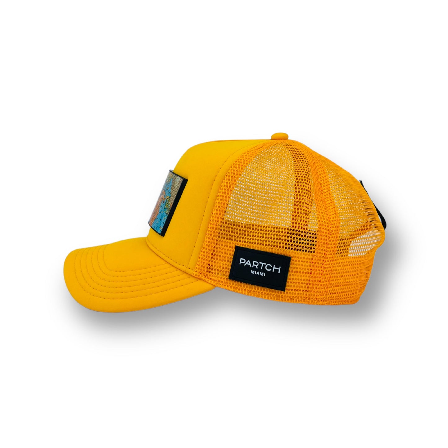 Yellow trucker cap Partch with Pop Art removable PARTCH-Clip