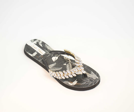 SANTA FILOMENA Santa Filomena black/White Leaf Women Sandals