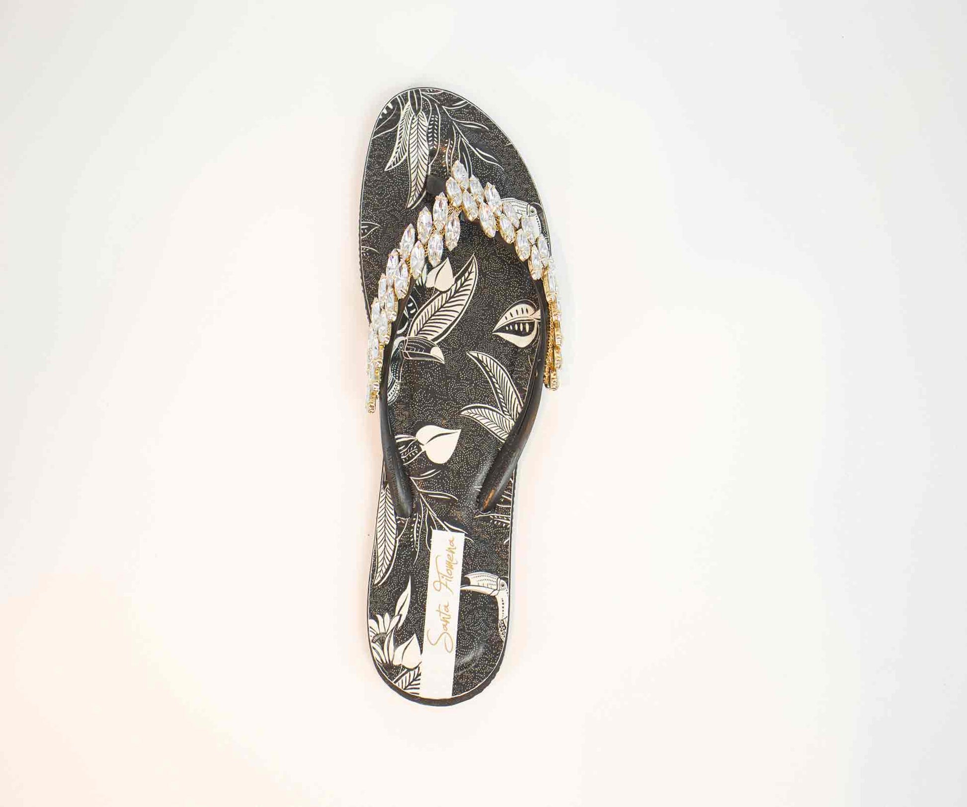 SANTA FILOMENA Santa Filomena black/White Leaf Women Sandals