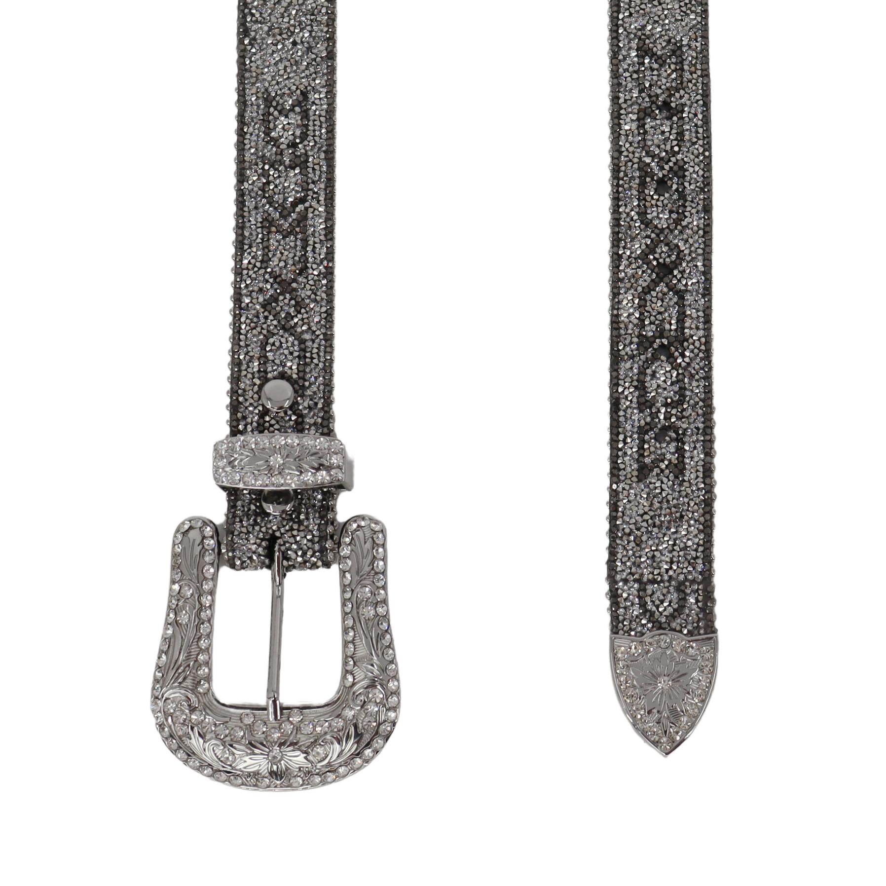 KAMBERLY Silver Mesh Stones Belt with Arrows