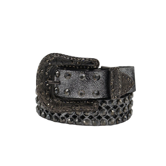 KAMBERLY Black Belt with Grey Crystals