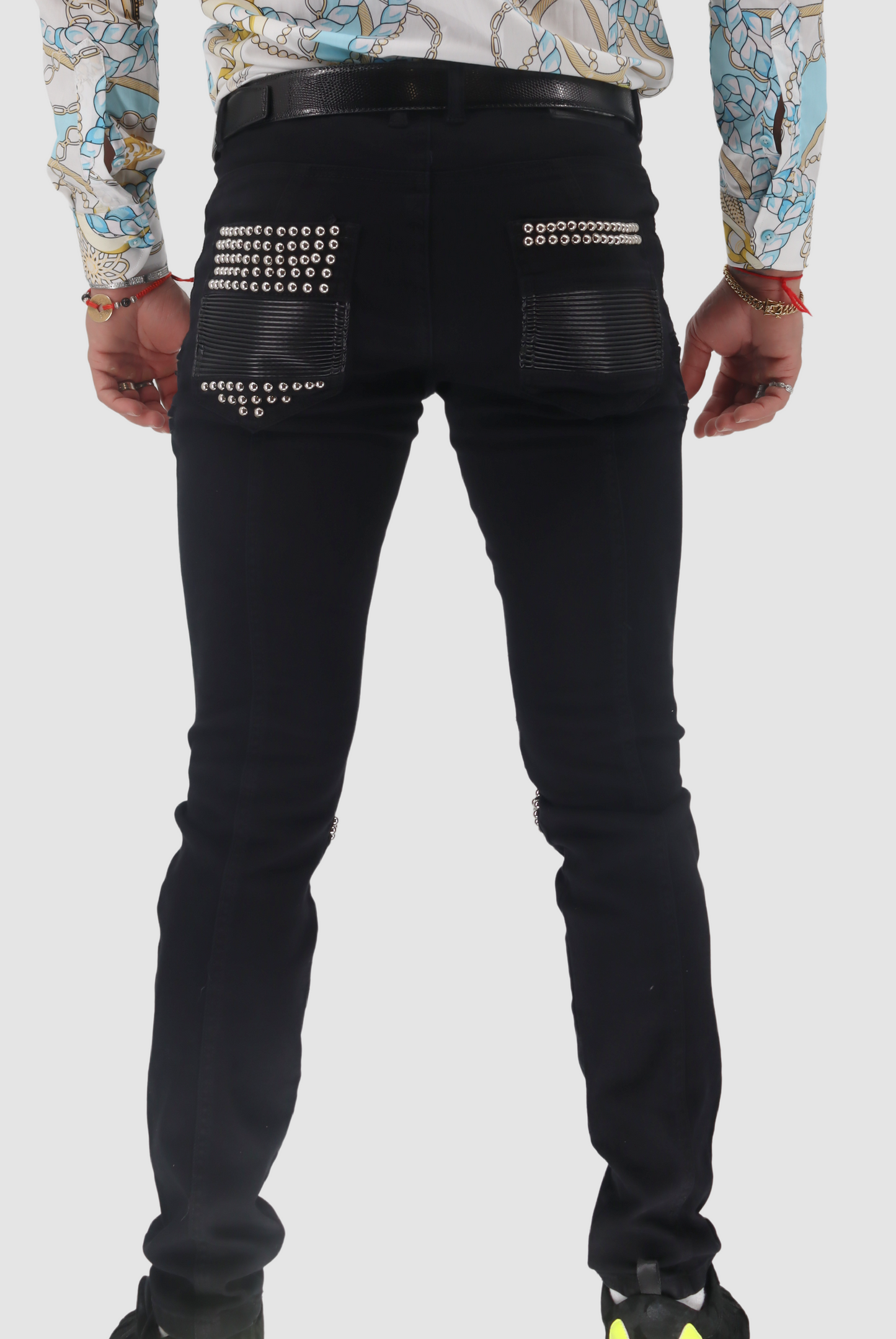 BAROCCO Black Jeans W Silver Studs