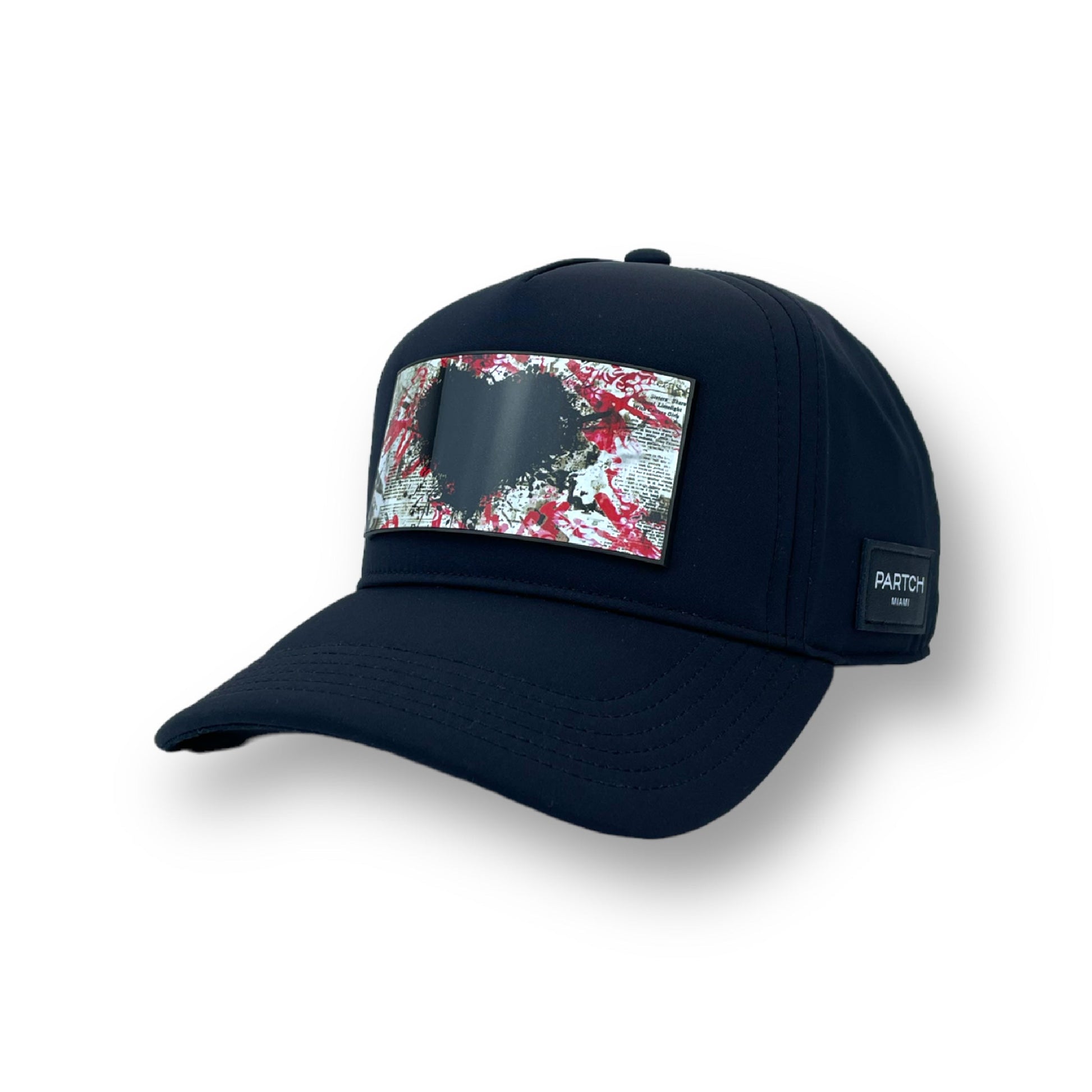 Luxury Fashion Black Trucker Hat with Art Inspyr Heart Front Partch Clip Interchangeable | PARTCH