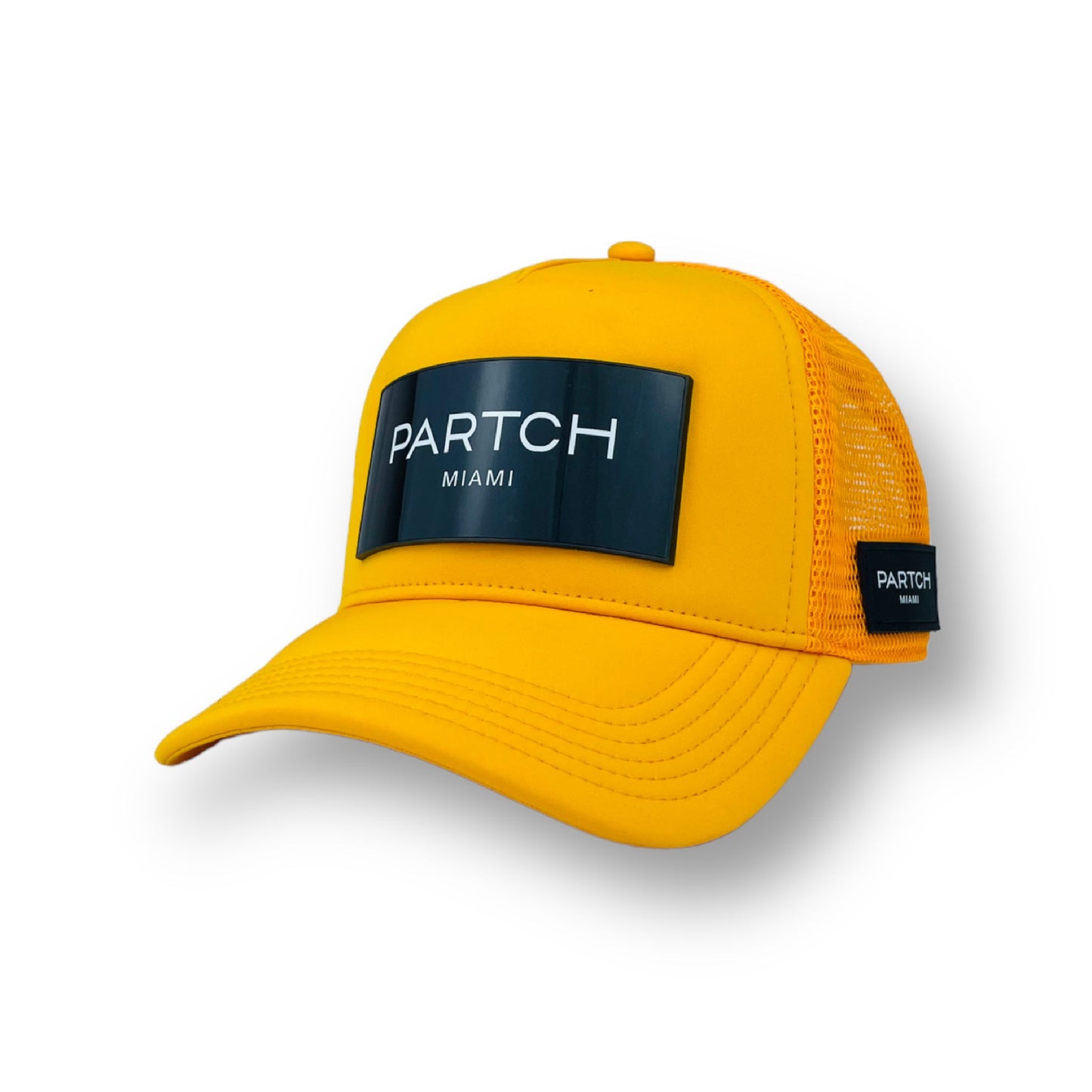 Logomania Partch trucker hat in yellow | PARTCH-Clip removable