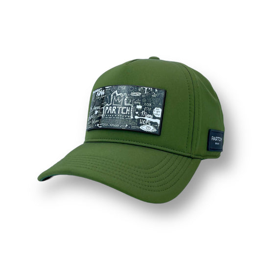 Partch premium trucker hat green and Art patch PARTCH-Clip removable in a second