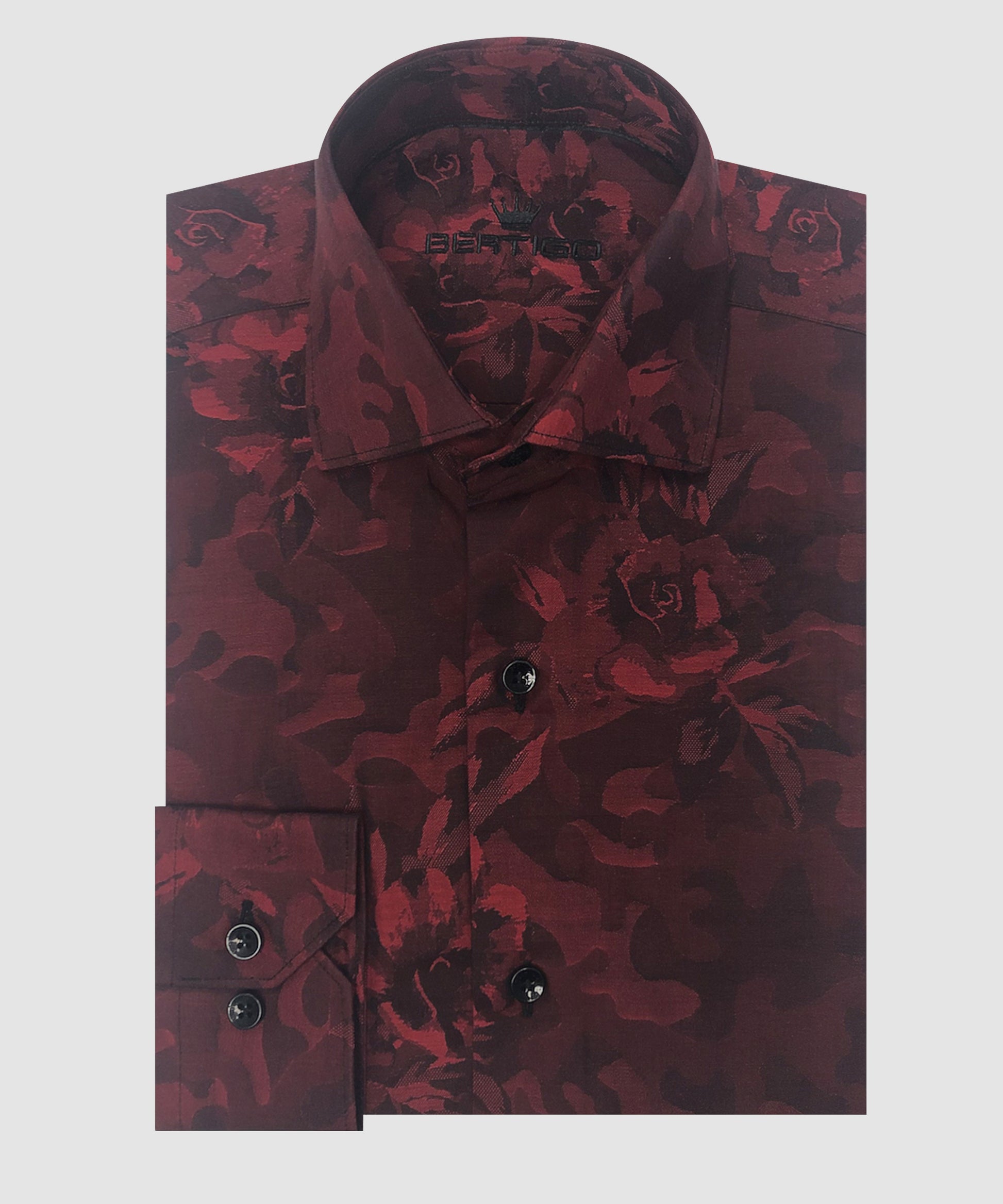 BERTIGO Burgundy/Red Flower Shirt