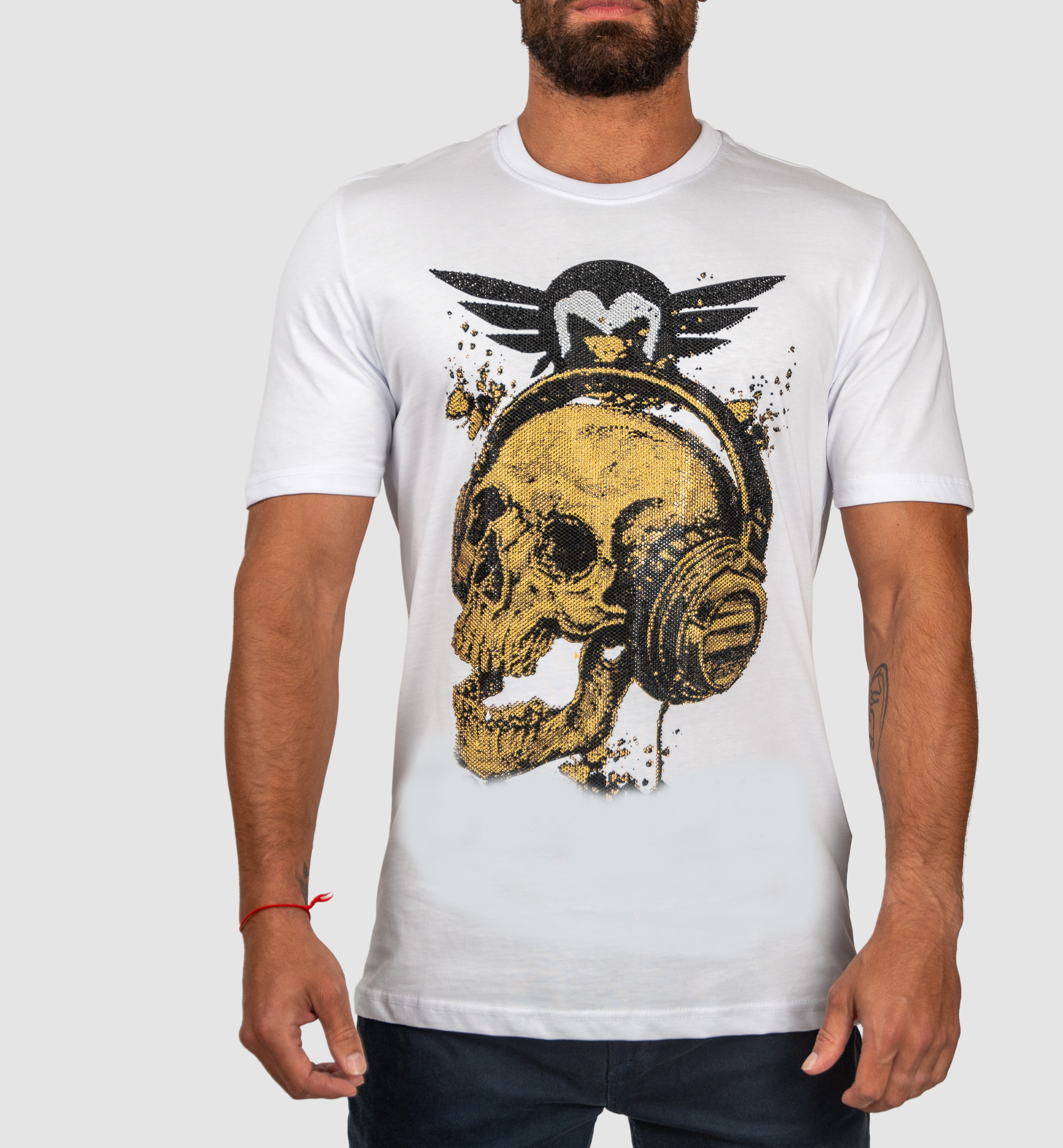 Ferrari Massari White T-Shirt Gold Skull