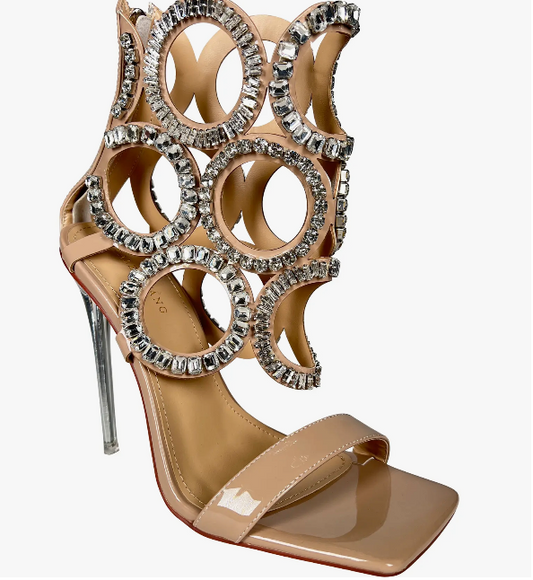Azalea Wang Nude W Crystal Circle Shoes