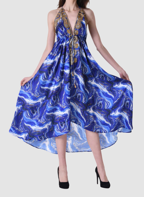 JSQUAD Blue Marble Dress