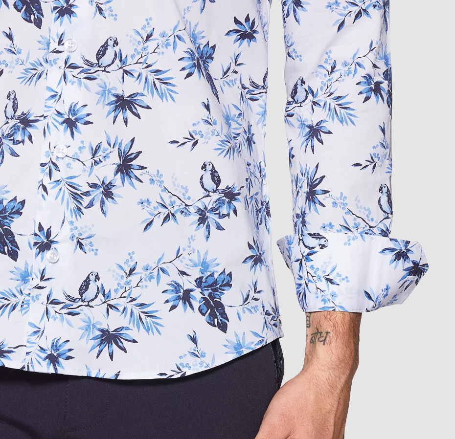 White Blue Birds Shirt 3XL White Blue Birds Shirt 3XL
