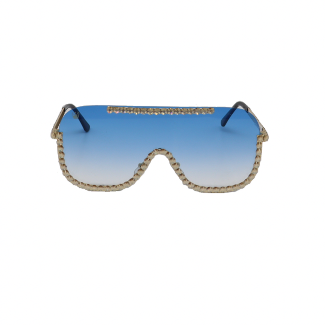 SUMMER TYME BIKINI Golden Blue Elite Crystal Sunglasses