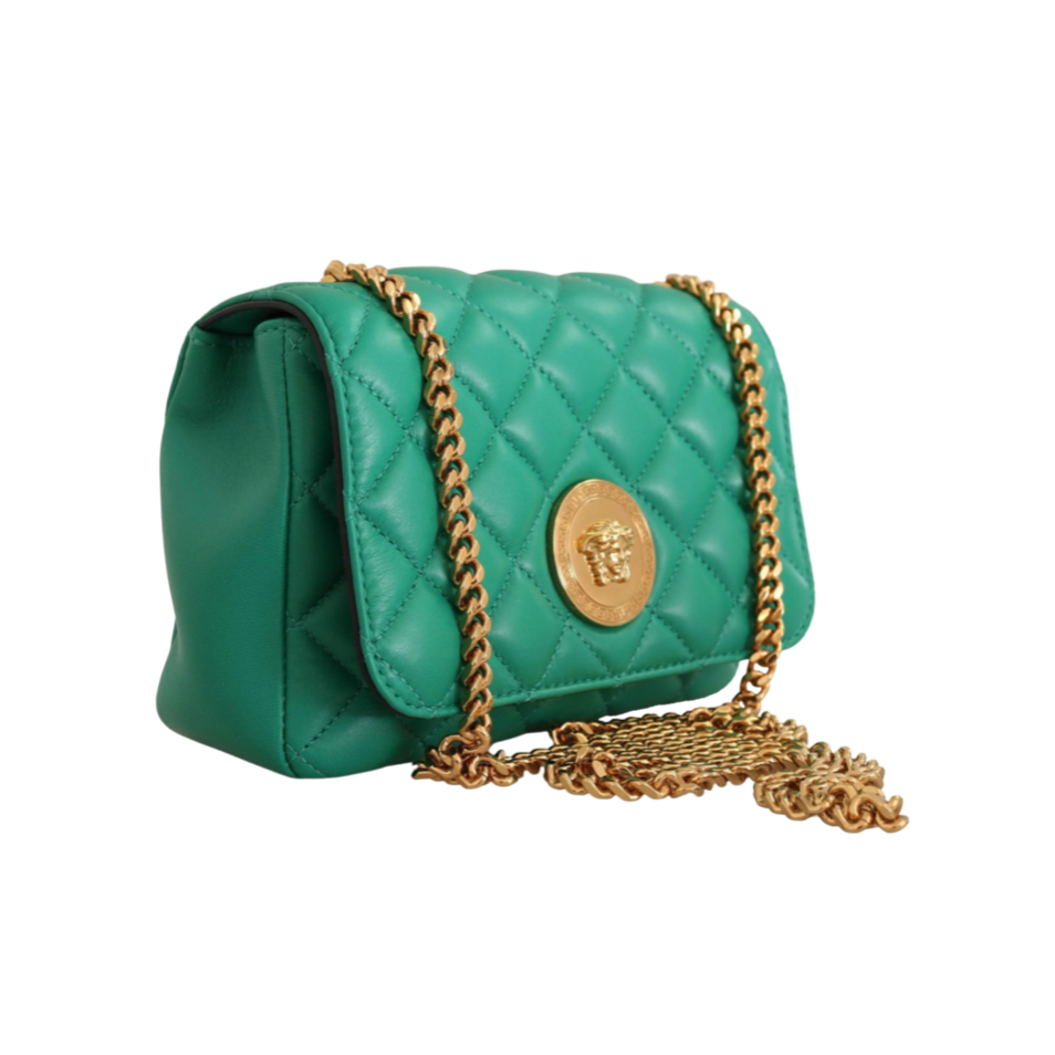 VERSACE Green Small Bag W Gold Medusa
