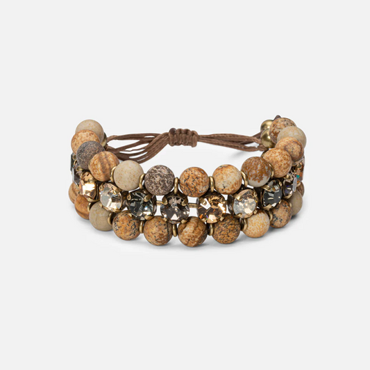 Coravana Spectacular multi layer bracelet. Wear it as a stand-alone piece or mix it with other of our bracelets to complete the look. Completely adjustable to fit everyone. 