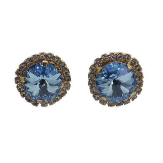 LA HOLA ER-Rivoli Turquoise Crystal Stone Earrings Studs