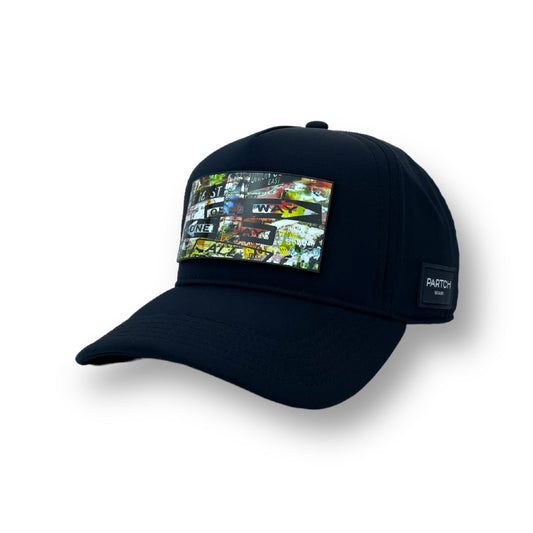 Unixvi Black Trucker Hat Full Fabric | Front Patch Removable Partch Clip | New York Urban Art | PARTCH