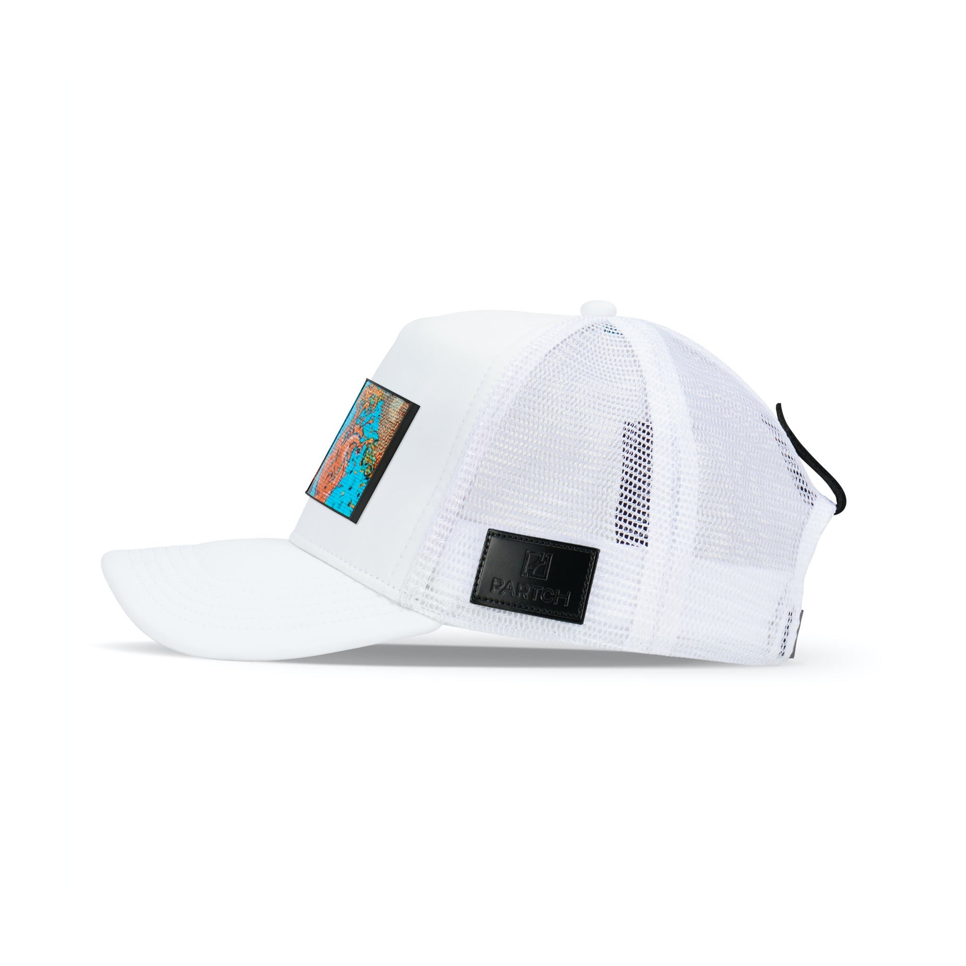 Partch Trucker Hat White with PARTCH-Clip Exsyt Side View