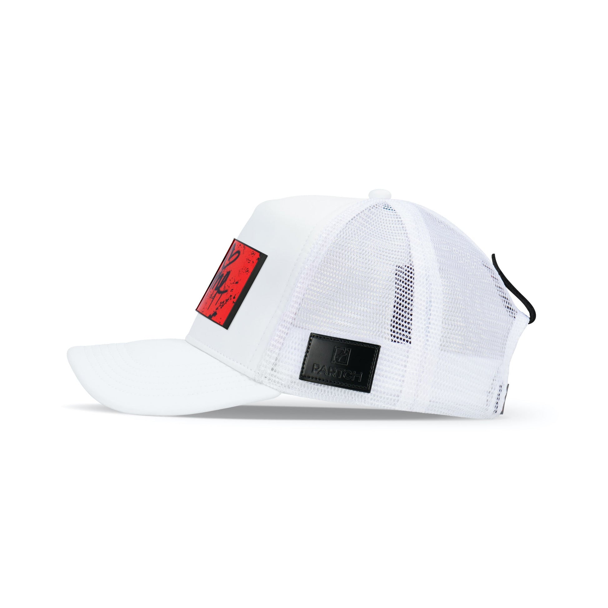 Partch Trucker Hat White with PARTCH-Clip Je T’aime Side View